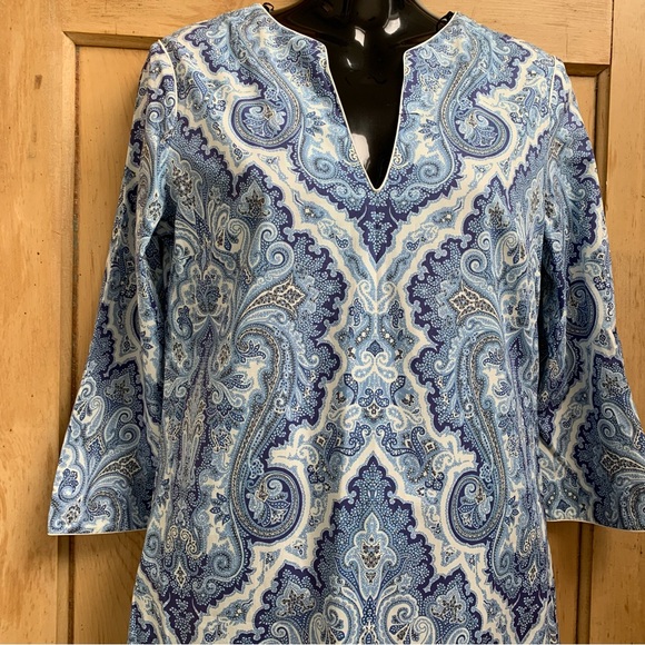Zara woman blue paisley kaftan dress size small NEW - Picture 10 of 13